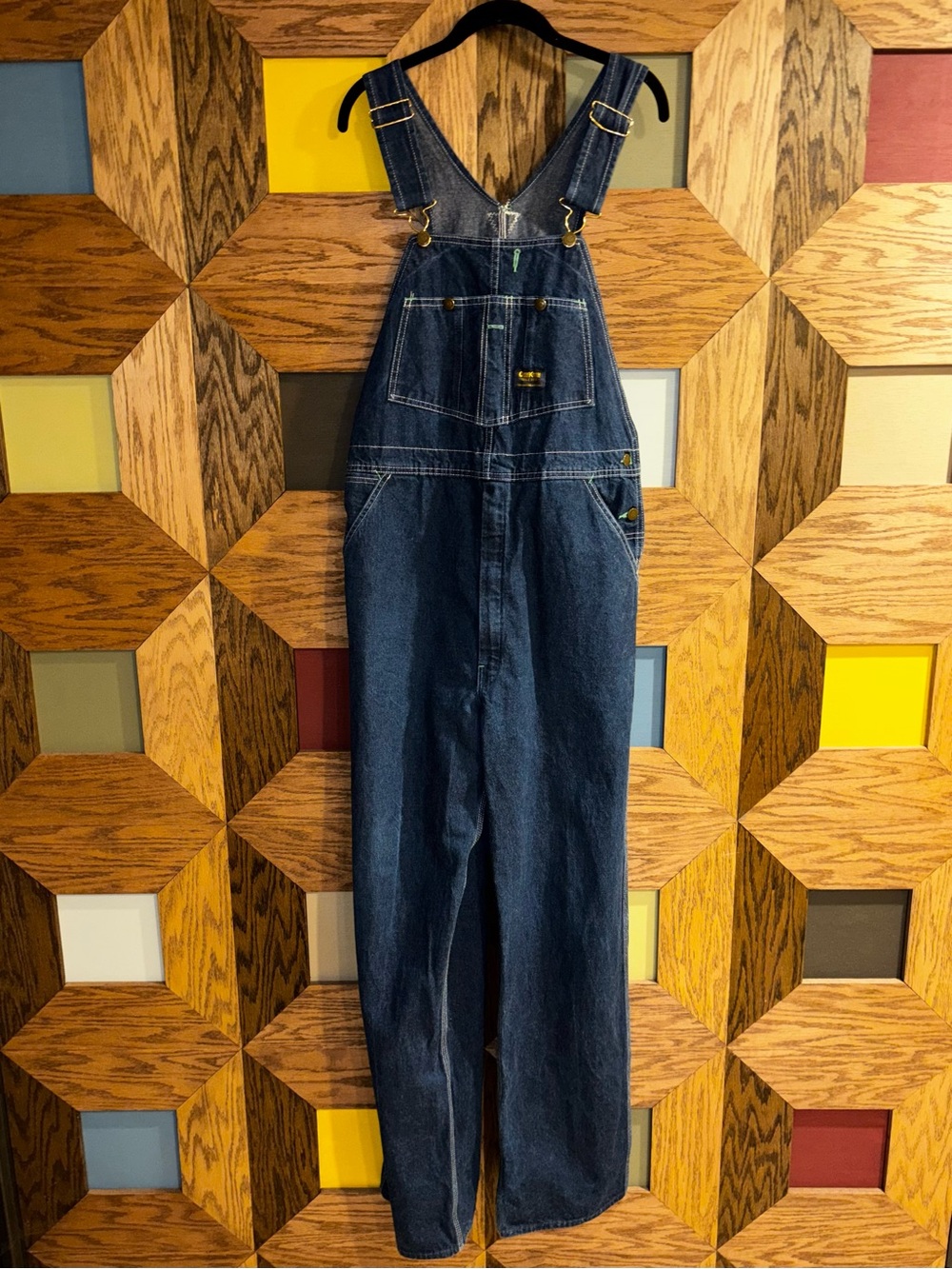 Vintage 80’s OshKosh B'gosh Bib Overalls Dark Wash Denim Vestbak 36x34 USA Made